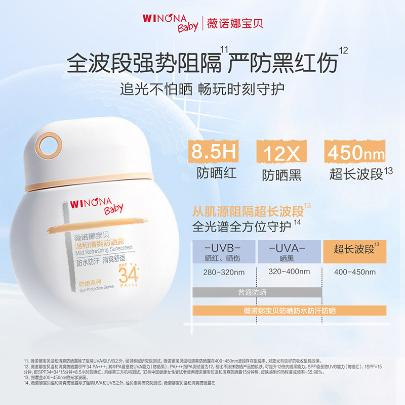 薇诺娜宝贝儿童防晒霜安心小圆盾户外海边宝宝专用防晒乳SPF34