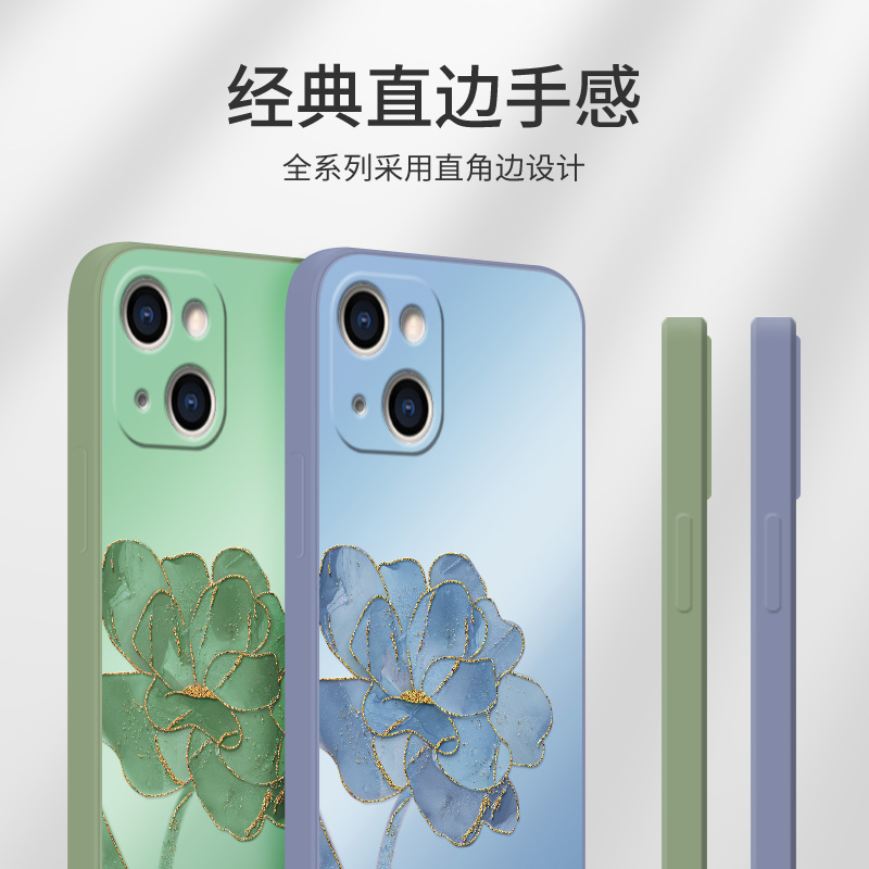 适用于iphone14promax的手机壳女新款创意高级感13Pro唯美全包镜头防摔12简约带挂绳保护套11液态硅胶软壳Pro - 图1