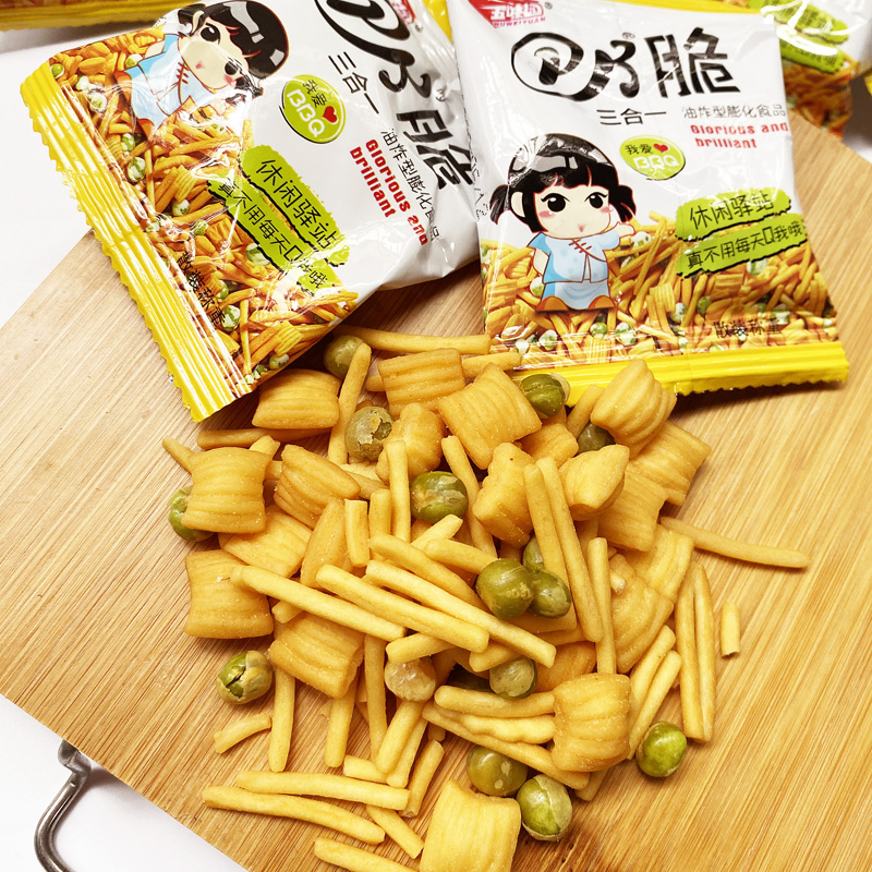 五味园脆薯条500g麻辣烫味pk三合一膨化食品小吃虾条薯片休闲零食 - 图1