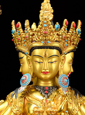 鎏金尊胜佛母铜像铜器装饰摆件