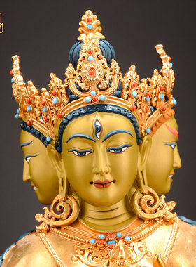 全鎏金尊胜佛母装饰品雕像摆件