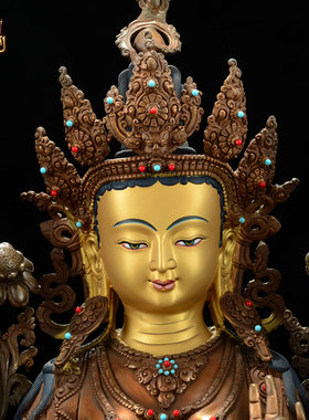 藏式红铜绿度母桌面装饰铜像摆件