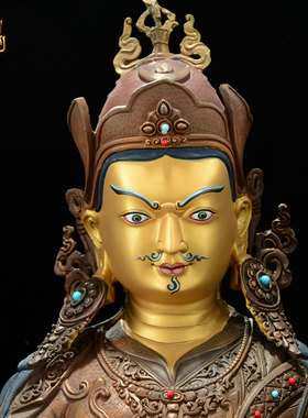 藏式红铜莲花生大师装饰铜像摆件