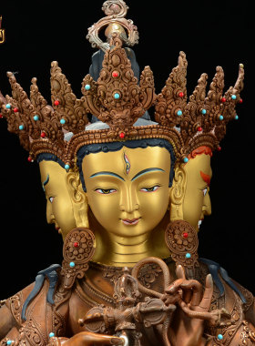 藏式红铜尊胜佛母桌面装饰摆件