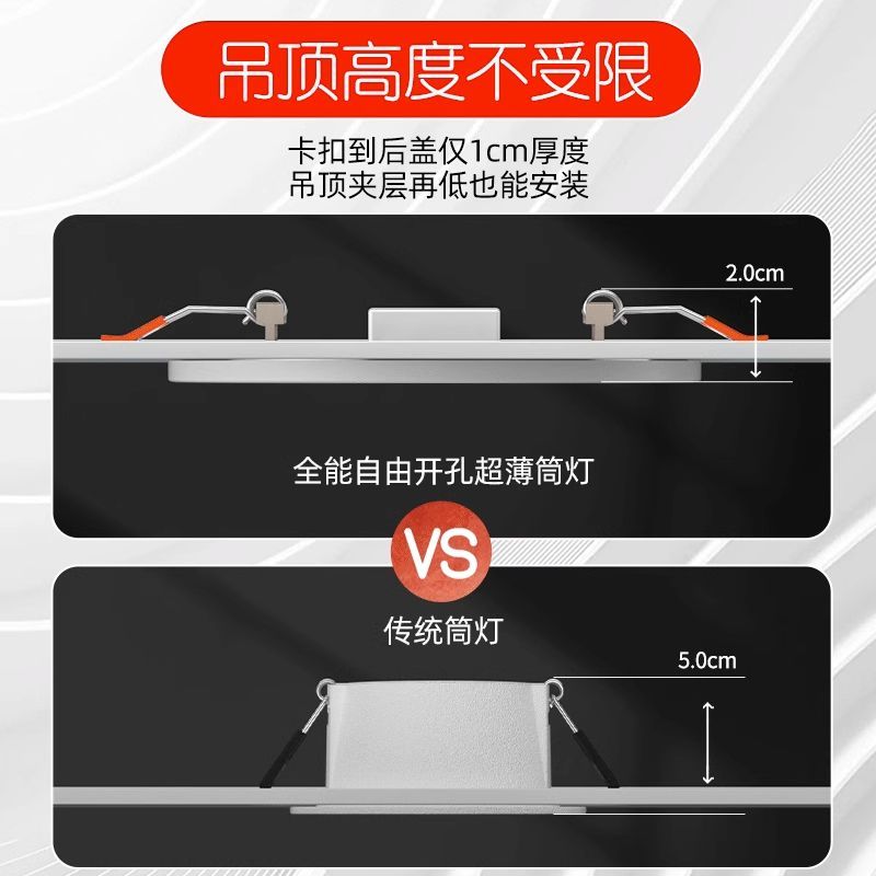 超薄筒灯led筒灯孔灯客厅过道吊顶天花灯暗装嵌入式射灯家用卧室