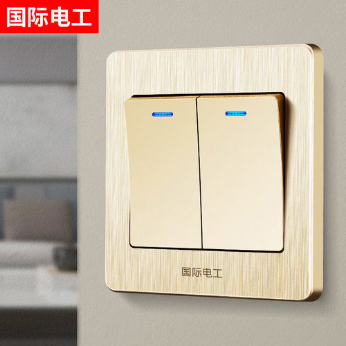 国际电工家装86暗装两开二位二开双控开关插座墙壁电灯开关带荧光 - 图0