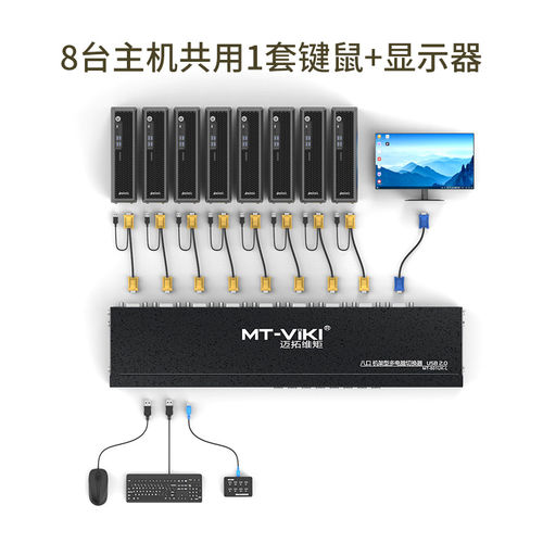 迈拓维矩MT-801UK-L kvm切换器8口usb高清VGA显示器鼠标键盘切屏共享器8进1出机架式硬盘录像机线控 - 图1