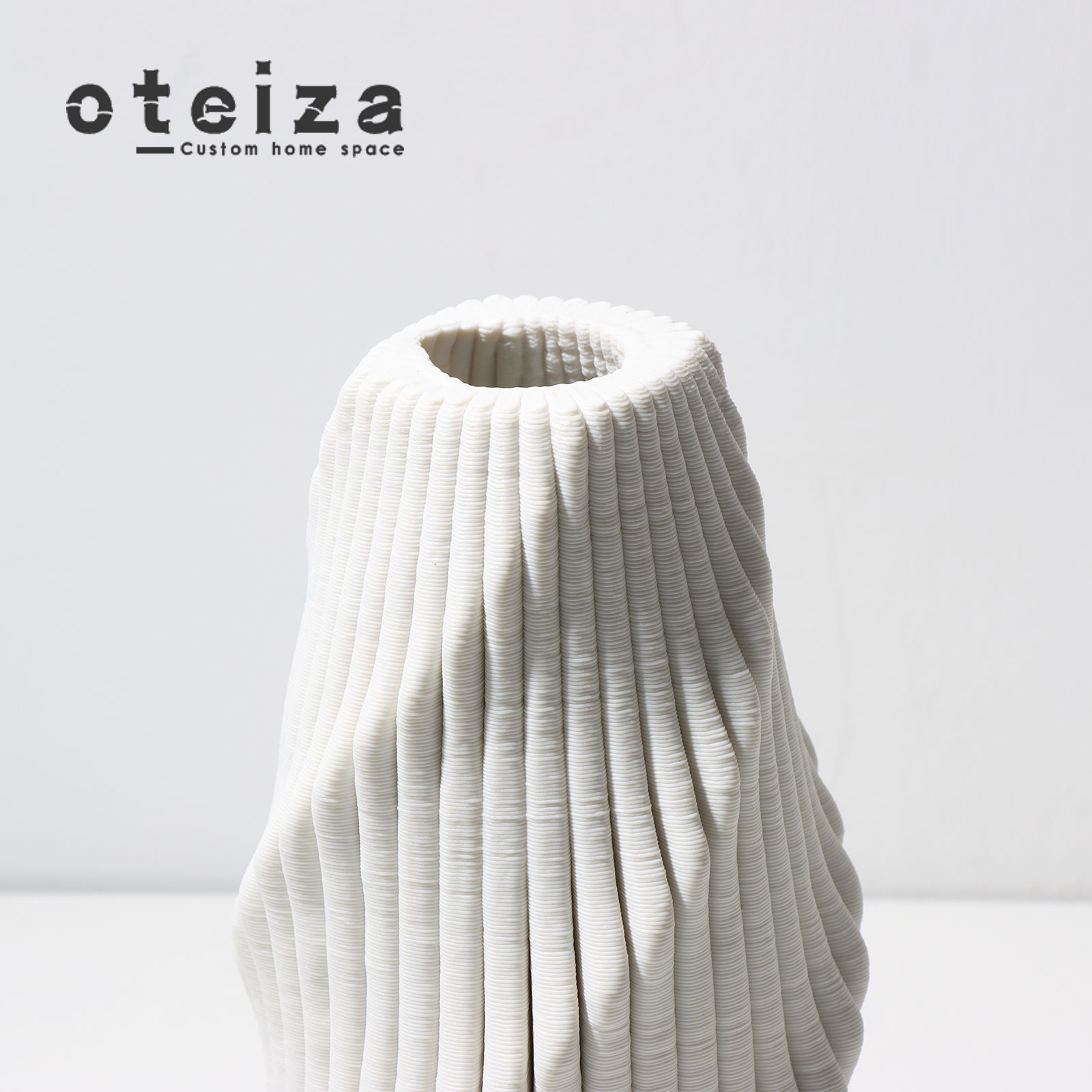 Oteiza现代简约3D打印陶瓷曲线艺术花器售楼处样板间酒店家庭软装