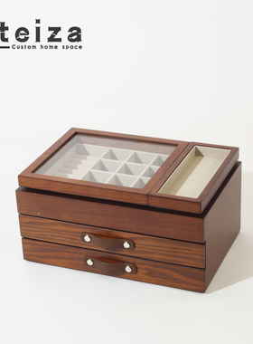 Oteiza现代皮革托盘实木首饰盒大理石果盘样板间酒店客厅会所摆件