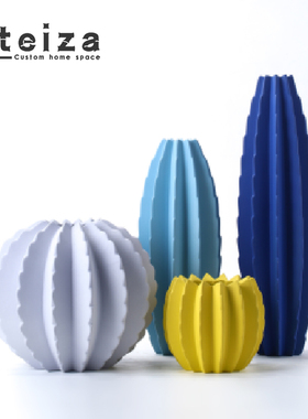 Oteiza双耳亮色陶瓷花器摆件酒店会所售楼处样间客厅花瓶装饰摆设