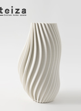 Oteiza简约现代几何3D打印纯色陶瓷花器样板间酒店玄关客厅装饰品