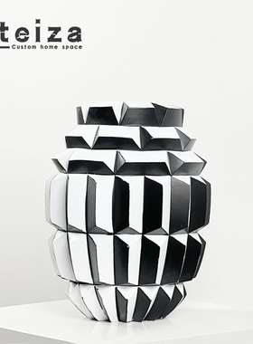 现代简约树脂几何花器样板间售楼处客厅书房花瓶摆件装饰品