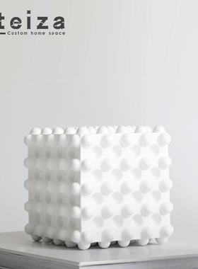 创意白色方形凹凸样板房间摆件