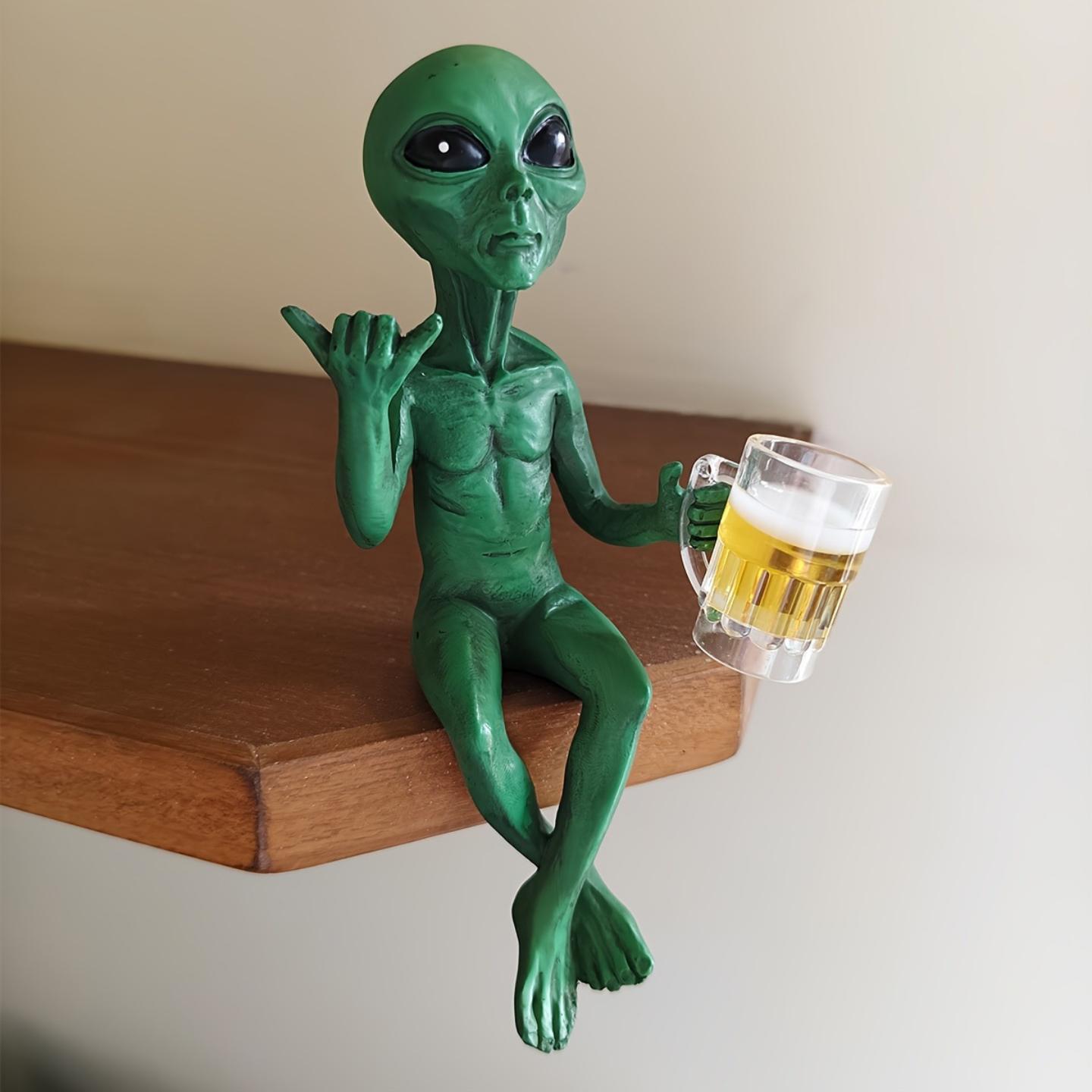 【热销】外星人树脂摆件UFO室内户外花园装饰小雕像 家居装饰 图3