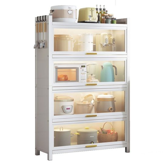 厨房置物架带柜门落地多层多功能橱柜微波炉烤箱电器置物储物碗柜