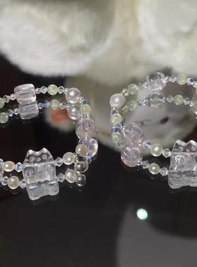 芋头波波天然水晶手链猫饼女款