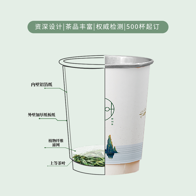 隐茶杯中带茶纸杯自带茶叶免费设计logo茶水分离加厚纸杯定制杯-图3