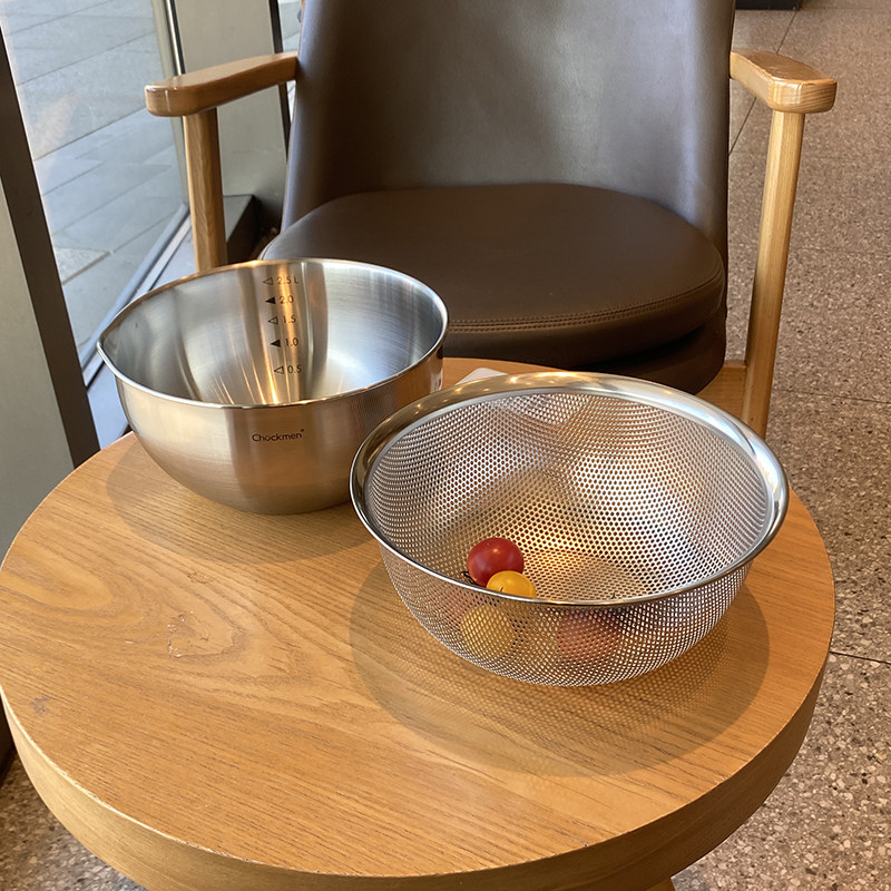 Chockmen 18/10不锈钢沥水篮套装洗菜盆料理盆淘米盆漏盆洗水果盆,淘宝优惠券,粉丝福利购,淘宝优惠卷