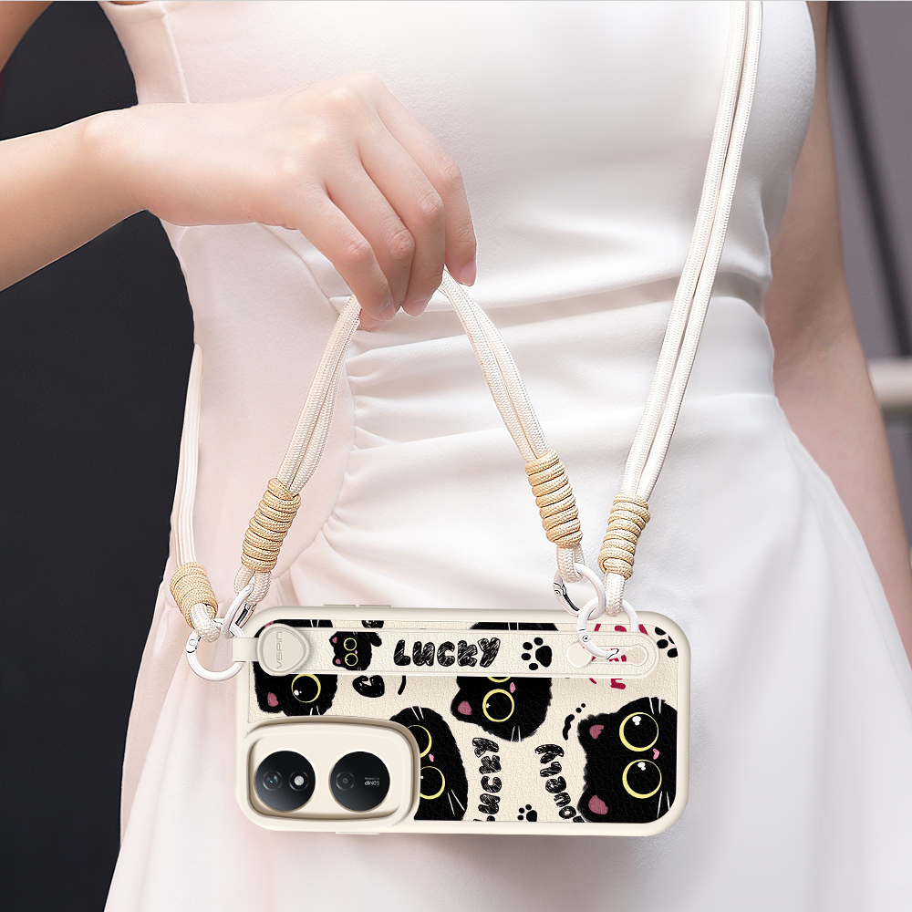 琛赋适用荣耀畅玩60手机壳50plus新款40背带Power挂绳v40猫咪煤球V30Pro斜挎Play9t外壳play8t华为7T保护套6t - 图1