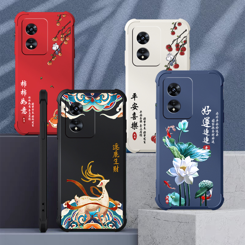 好运莲莲oppoa97手机壳新款a96保护套a95四角气囊防摔a72镜头全包软壳液态硅胶男女潮牌创意高级超薄外壳国风 - 图1