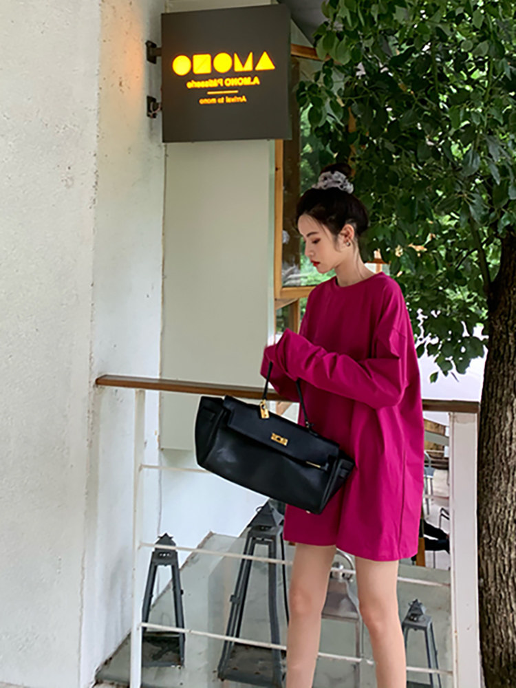 火龙果色长袖2020年新款秋季t恤 维洛妍T恤