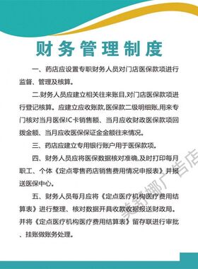药店医保管理制度医保信息规章医保费用结算制度标识标牌上墙定制