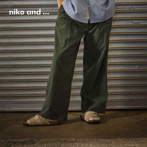 niko and ...休闲裤男2026夏季新款慵懒含亚麻多色格纹裤子631332 - 图1