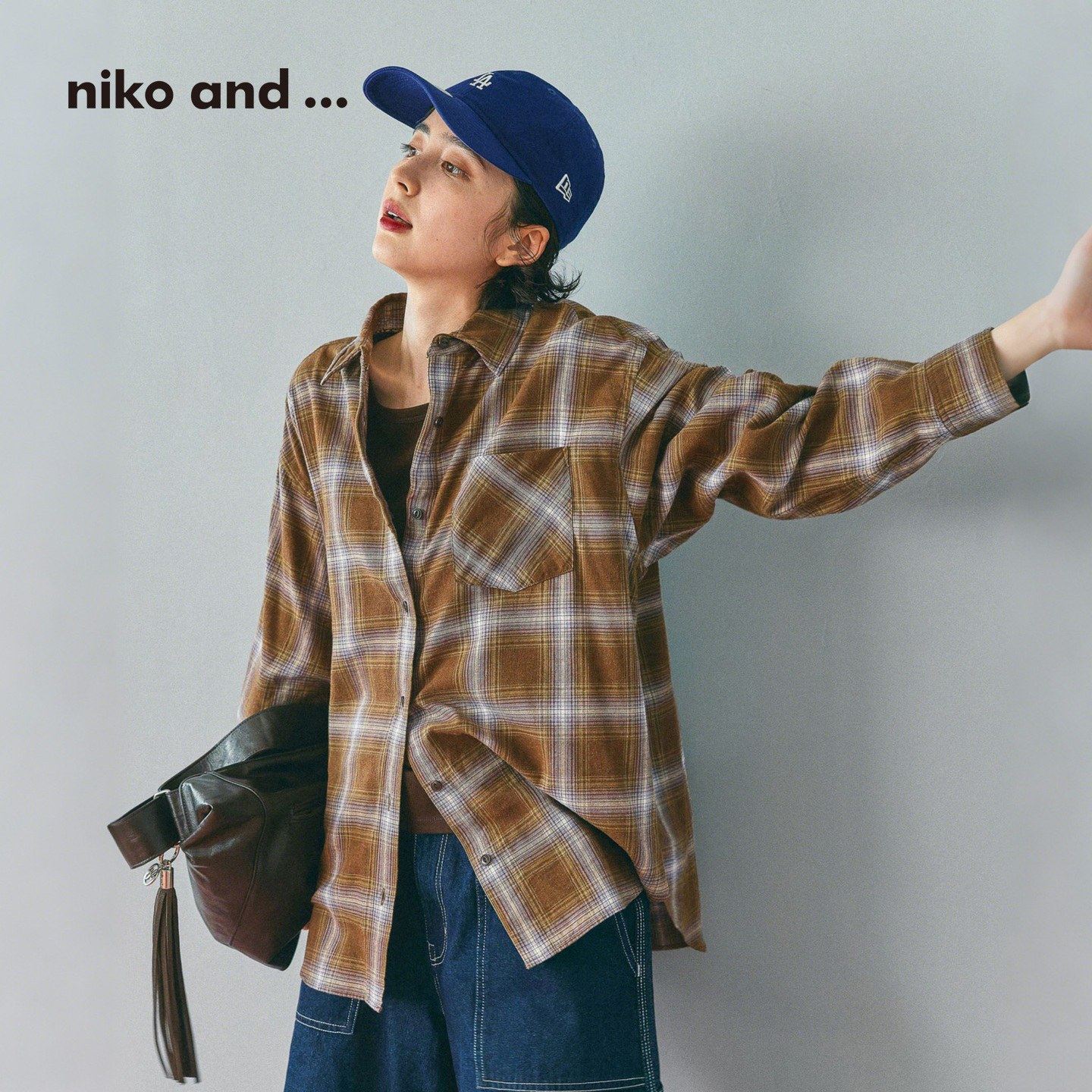 niko and ...衬衫女2025秋冬新款随性慵懒格纹休闲上衣290576