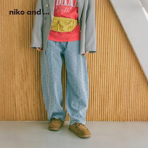 niko and ...休闲裤女2026夏季新款宽松通勤碎花棉质牛仔裤601214 - 图1