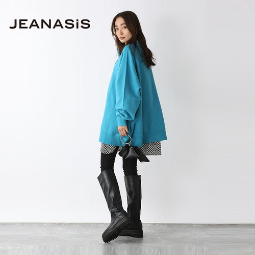 JEANASIS时装靴女年圆头厚底黑色帅气时尚长筒靴894947 - 图2