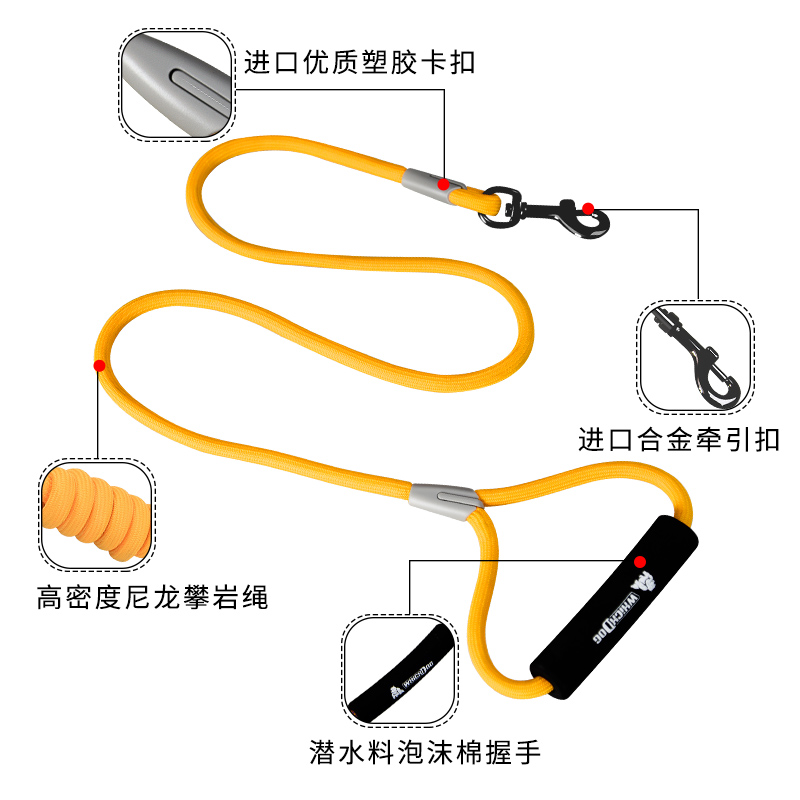溜狗狗牵引绳大型犬脖圈夏季狗狗绳子牵引绳网红遛狗绳牵狗绳狗链-图1