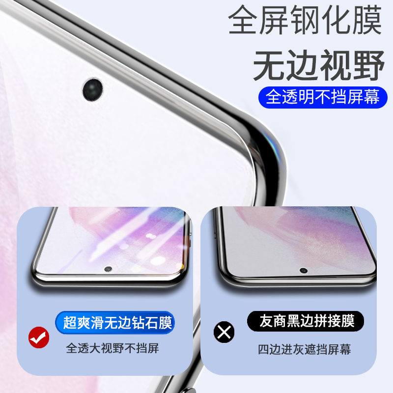 适用于三星s21钢化膜galaxys21+全屏s21plus十5g高清手机膜samsung原装防摔指纹s21p+蓝光玻璃保护sm是21贴模 - 图2