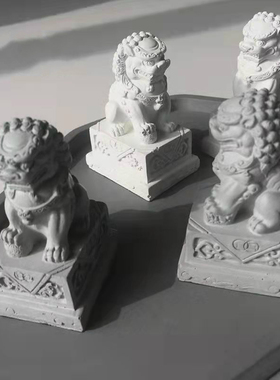 创意迷你石狮子小摆件桌面鱼缸看门家用门口一对mini造景入