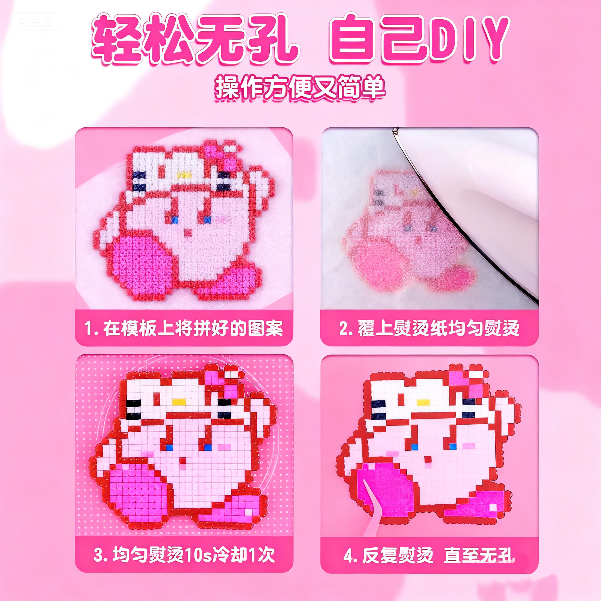 拼豆豆手工diy材料包全套立体融合COCO套装工具笔熨斗mard补充包8 - 图2