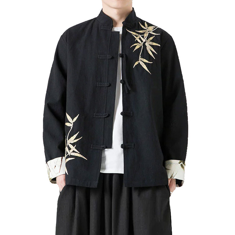秋冬新中式男装棉麻唐装外套中国风汉服亚麻盘扣衬衫竹子刺绣衬衣,淘宝优惠券,粉丝福利购,淘宝优惠卷