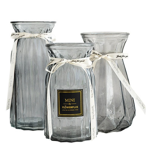 [Три -куплент] Nordic Glass Vase Transparent Hydroponic Rich Bamboo Lily Flower Bottle Гостиная цветочные украшения