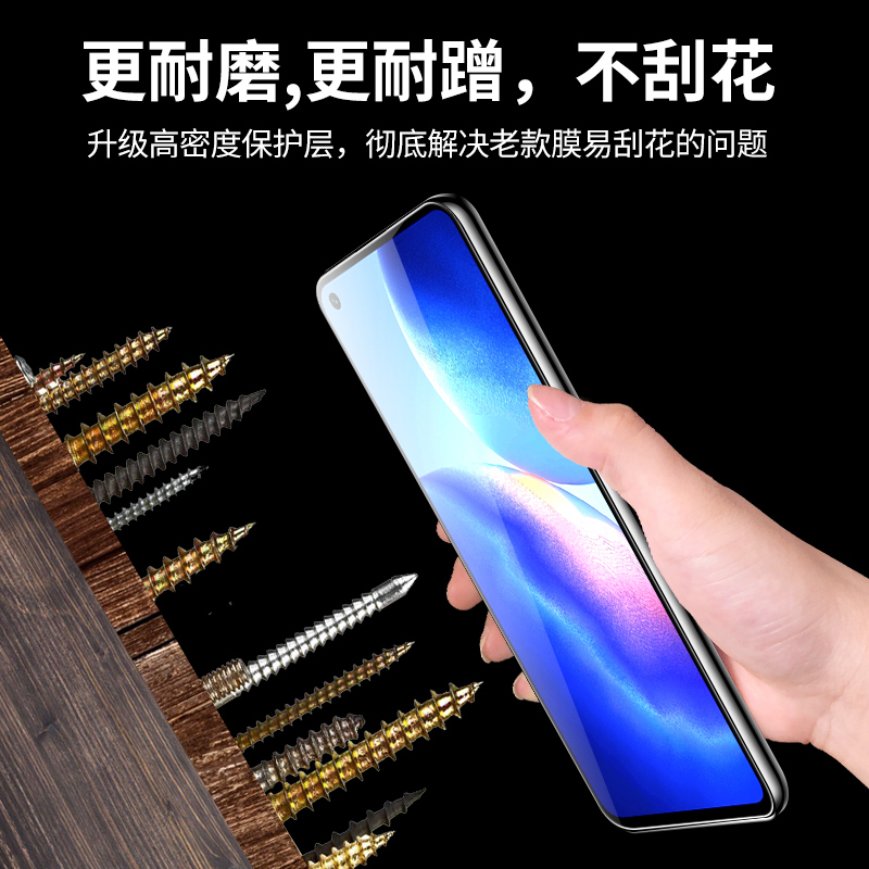 opporeno5钢化膜reno5k手机膜全屏5G版opop抗蓝光全覆盖防指纹0pp0reno5全包边高清护眼防摔保护防爆玻璃贴膜 - 图3