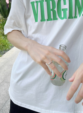 925纯银戒指男素圈活口