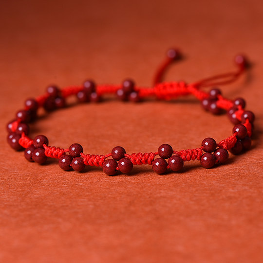 Cinnabar anklet women's natural genuine red rope anklet
