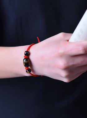 本命年属马玛瑙红绳手链