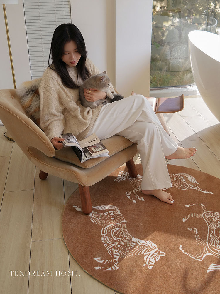 Texdream horse series round rug living room single chair cushion