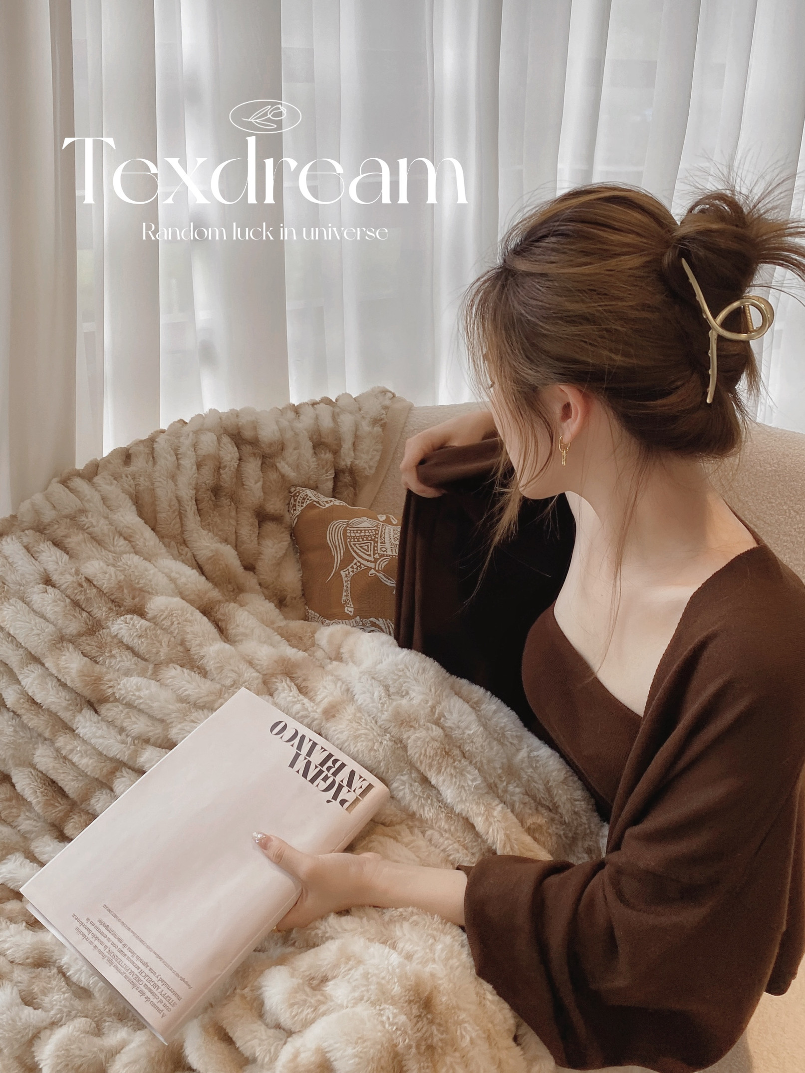 Texdream态度 扎染仿兔毛毯 秋冬超柔休闲毯子简约沙发毯盖毯轻奢,淘宝优惠券,粉丝福利购,淘宝优惠卷