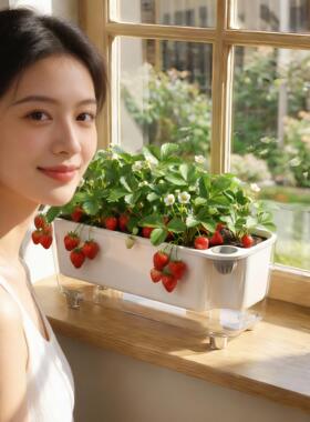 仿玻璃长方形花盆阳台种菜盆塑料蔬菜种植专用箱窗台家用草莓花槽