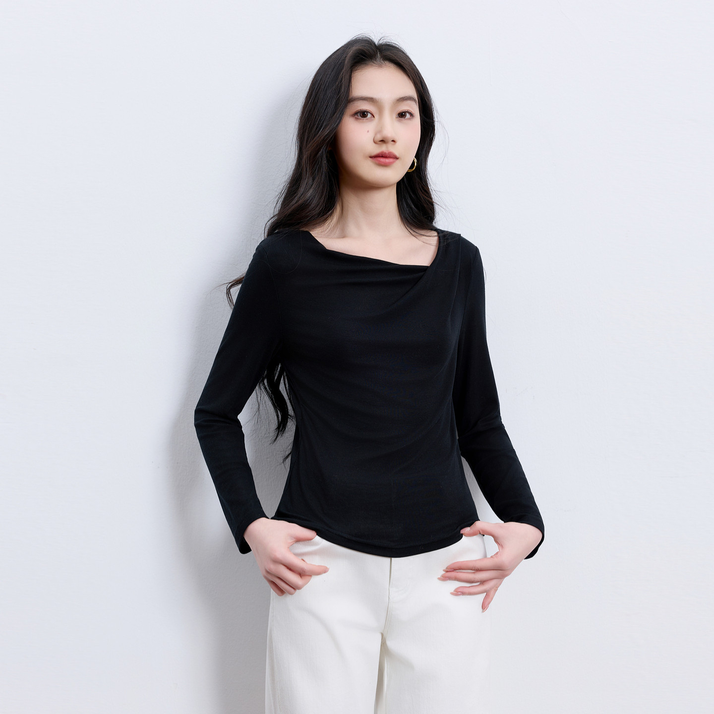 【莱赛尔】丽雪leisure2026春季新款长袖短款T恤荡领上衣女,淘宝优惠券,粉丝福利购,淘宝优惠卷