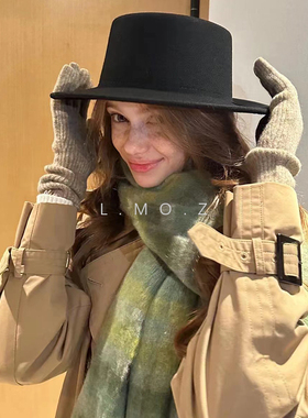 L.MOZ秋冬法式平顶纯羊毛礼帽女