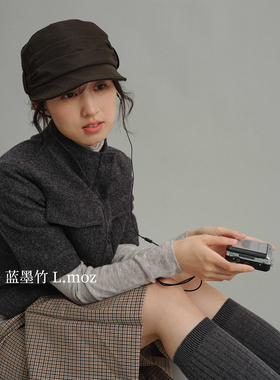 L.MOZ蓝墨竹可凹造型蝴蝶结报童帽日系甜美鸭舌帽女帽子