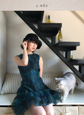 蓝墨竹L.MOZ气质赫本花朵小礼帽女春夏新款度假防晒遮阳渔夫帽