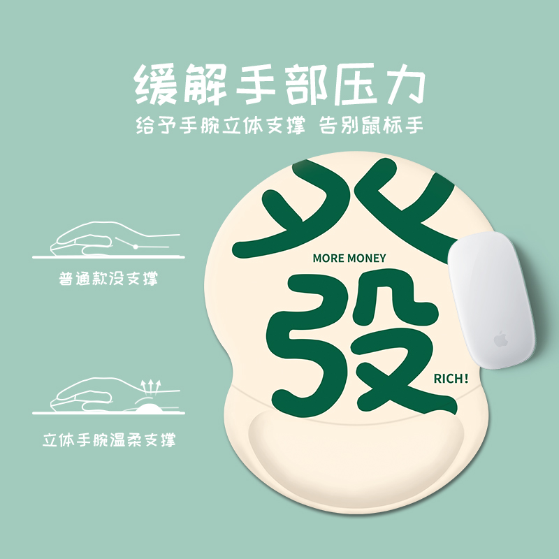 创意發文字护腕鼠标垫简约柔软硅胶3D键盘腕托立体防滑定制笔记本电脑键盘垫ins风卡通萌物办公手枕掌托 - 图0