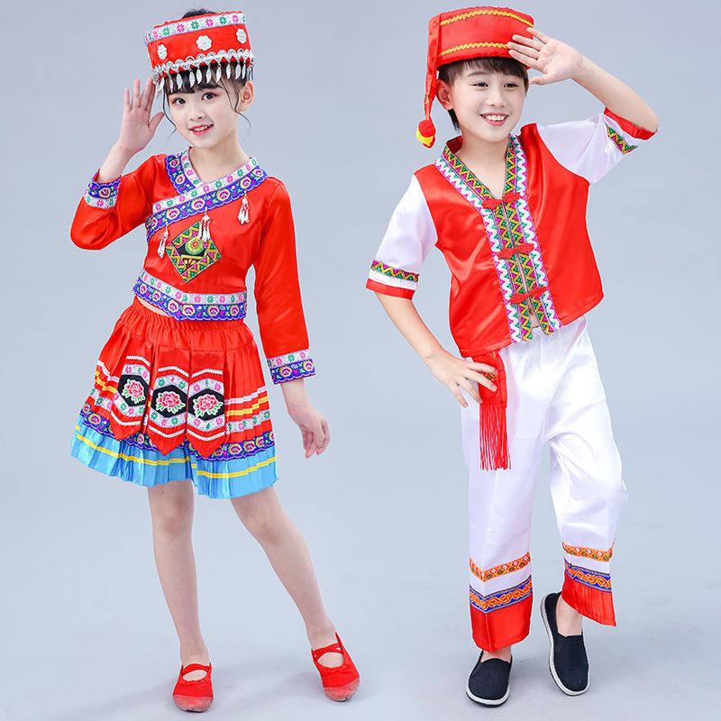 儿童壮族广西女童苗族葫芦丝演出服 卓优卡民族服装/舞台装