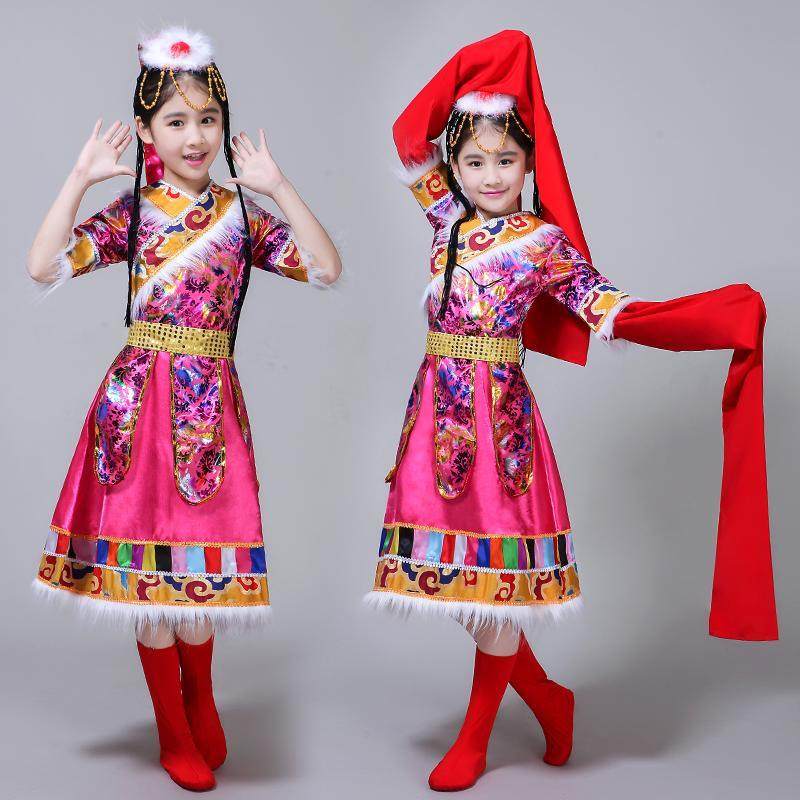 六一儿童藏族舞蹈服装水袖舞蹈服 卓优卡民族服装/舞台装